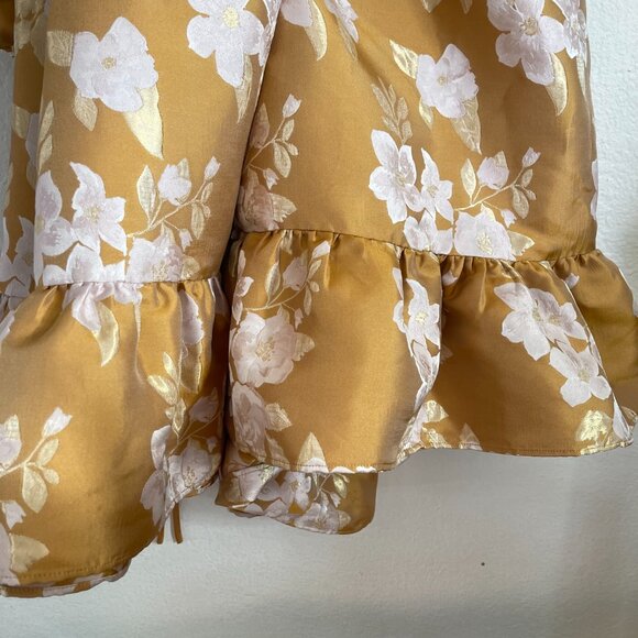 V. Chapman The Avery Dress in Gold Baroque Floral - Picture 9 of 11